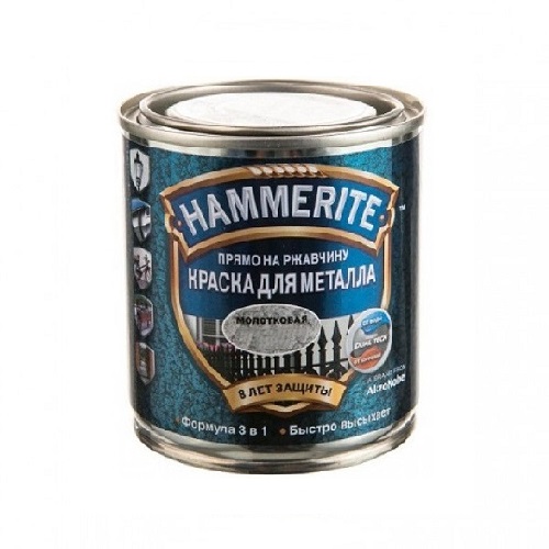 Эмаль-грунт по ржавчине HAMMERITE молотковая серая 2,5л