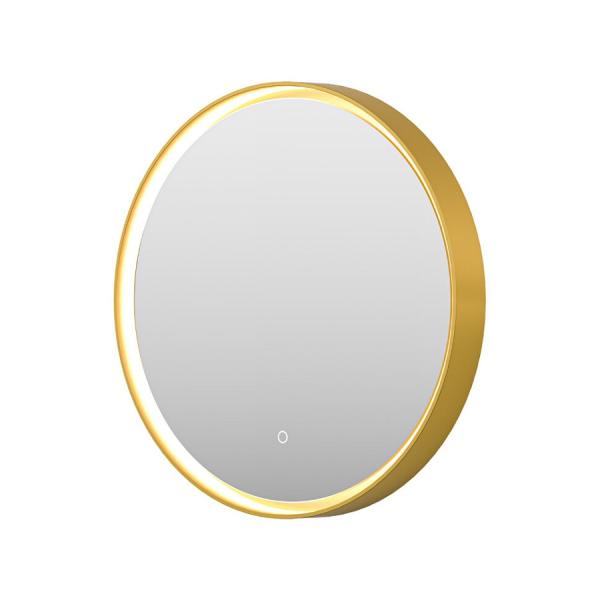 Зеркало PLUTO 600х600 круглое золотое нейтральный свет сенсор на зеркале