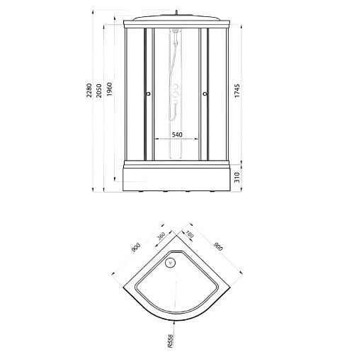 Душевая кабина MARONI LINE 90x90x228 SR90M-BND-DN4 466167 сифон D50мм Душевая кабина MARONI LINE 90x90x228 SR90M-BND-DN4 466167 сифон D50мм