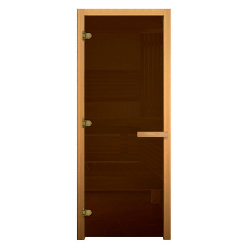Дверь стекло  Бронза 190х70 (8мм, 3 петли 716 GR) (ХВОЯ)