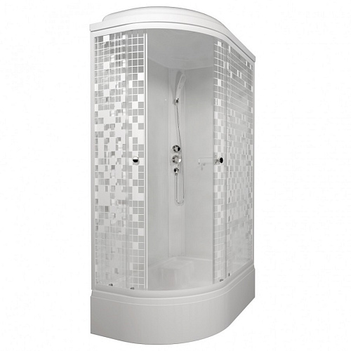 Душевая кабина Triton Коралл 120х80 В правая, стекл.мозаика,проф.белый, средн. под.,сифон, 6 мест Душевая кабина Triton Коралл 120х80 В правая, стекл.мозаика,проф.белый, средн. под.,сифон, 6 мест